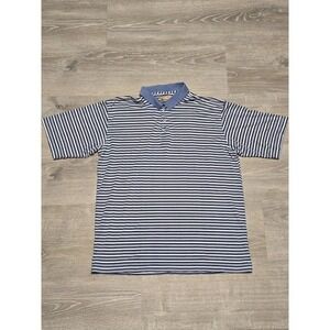 Bobby Chan Men's Silk Cotton Blend Blue Striped‎ Polo Size Large